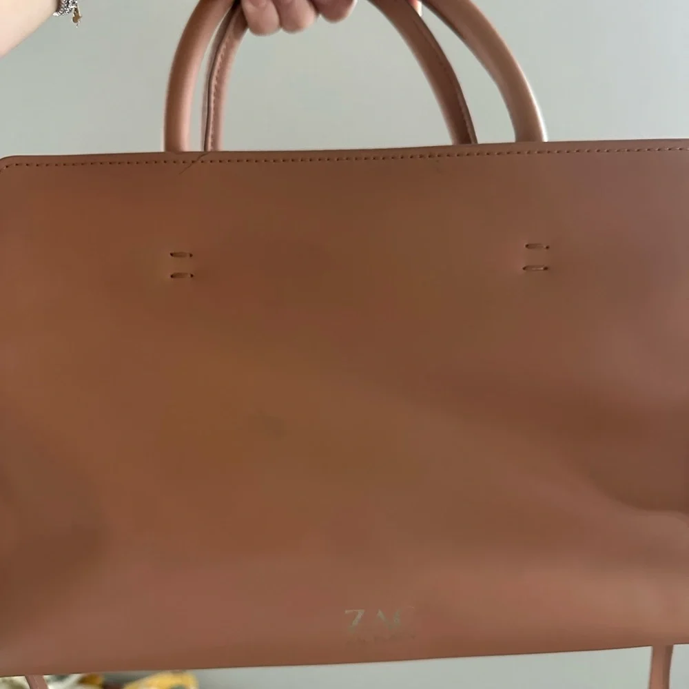 Floral Embellished Tan Handbag - Picture 3 of 7